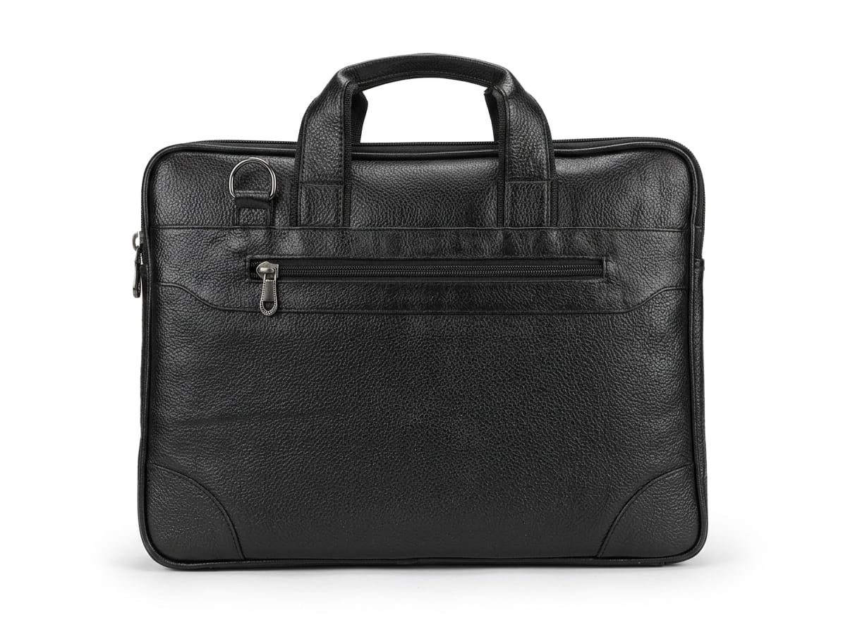 Classic black leather laptop briefcase