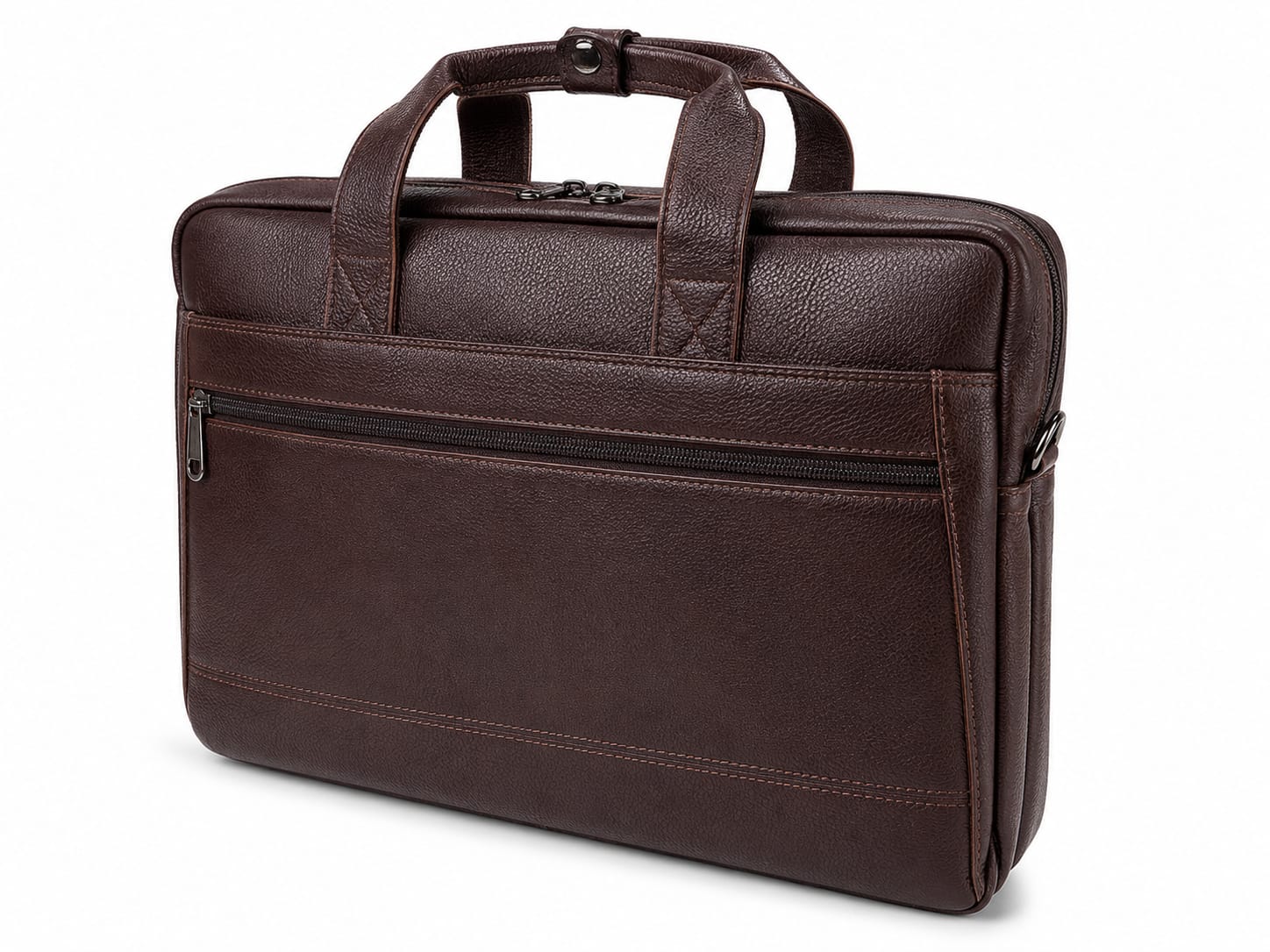 Coffee brown leather slim office laptop bag